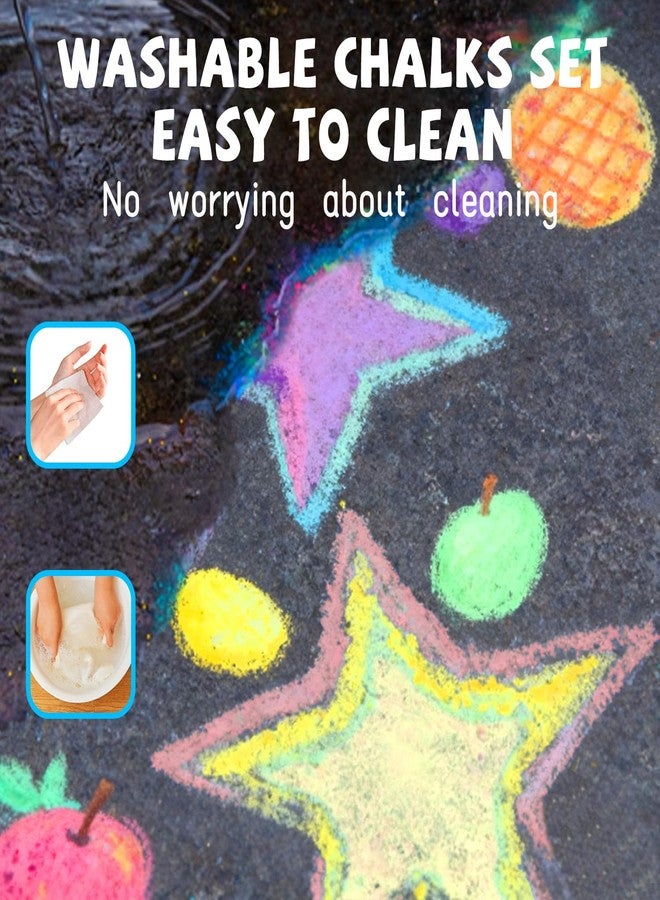 VEESA Sidewalk Chalk for Kids, Bucket Pack (46 Count + 2 Chalk Holders), Jumbo | Washable | Non-Toxic, Colored Chalks Bulk Set for Driveway, Outdoor Activities - Image 5